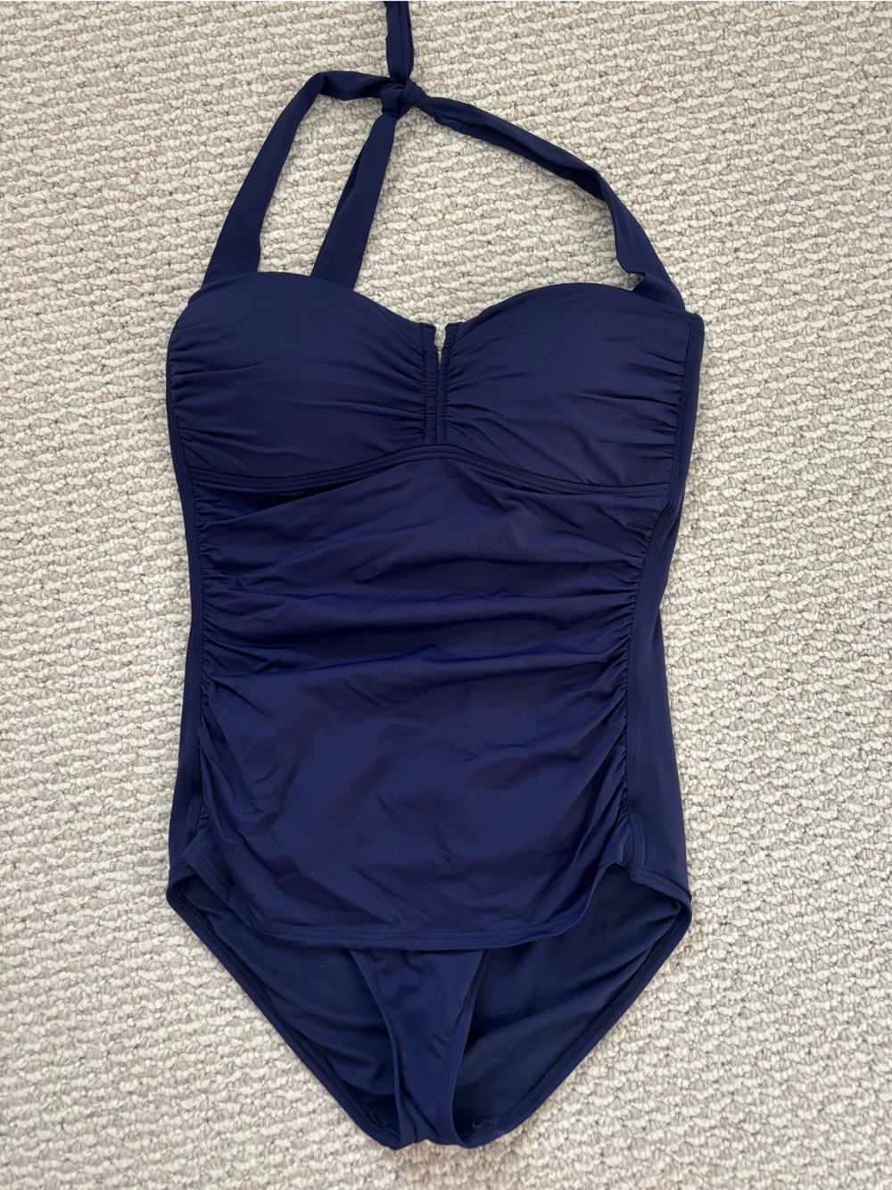 Tommy Bahama Women’s Size 12 Swimsuit One Piece Navy Blue Ruched Tie - Picture 3 of 12